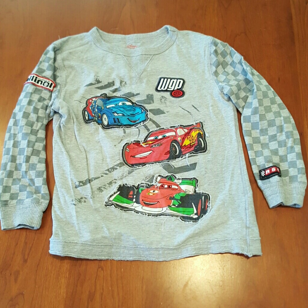 Disney brand Cars pullover with racecar patches